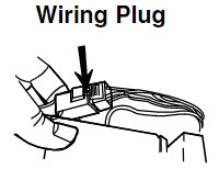If the refrigerator was recently moved or installed and the doors were removed, check to make sure the wiring plug is properly connected.  The wiring plug can be found under the top hinge cover.